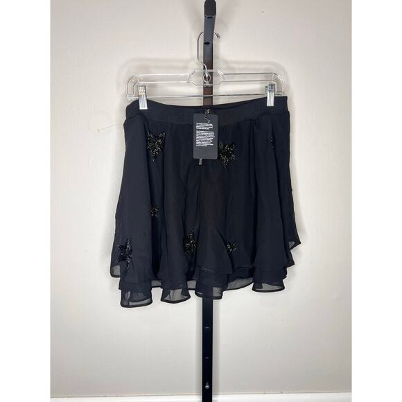 Chaser Beaded Star Flouncy Tiered Mini Skirt Size Medium NWT - Picture 5 of 9